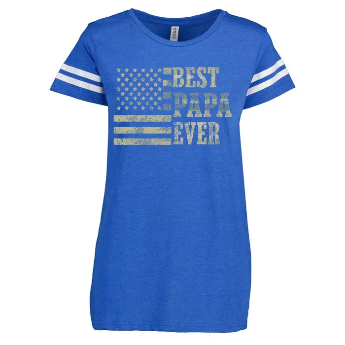 Best Papa Ever American Flag Usa Flag Enza Ladies Jersey Football T-Shirt