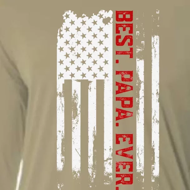 Best Papa Ever American USA Flag Father’s Day Gift For Papa Cooling Performance Long Sleeve Crew