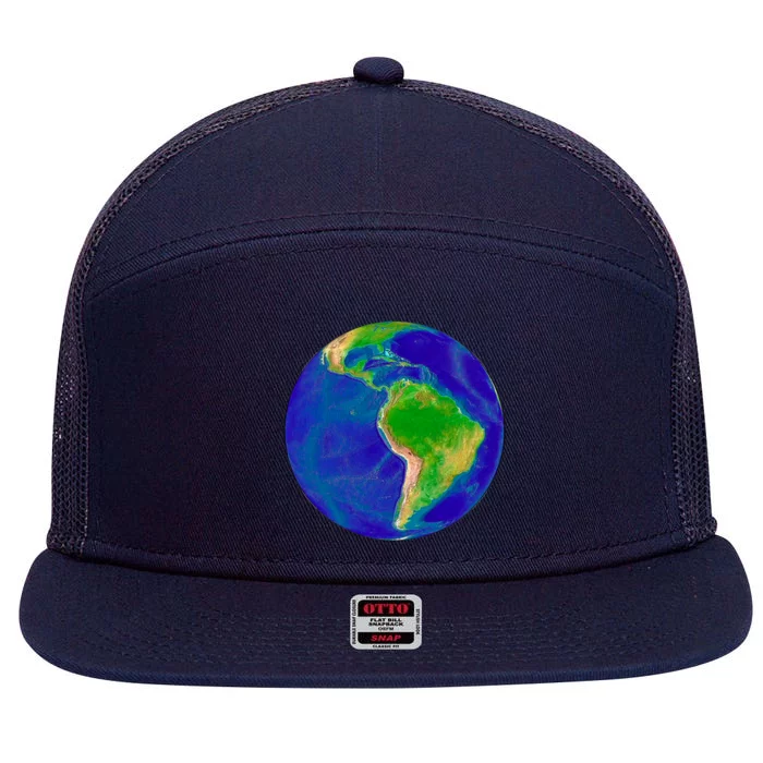 Beautiful Planet Earth South America Gift 7 Panel Mesh Trucker Snapback Hat