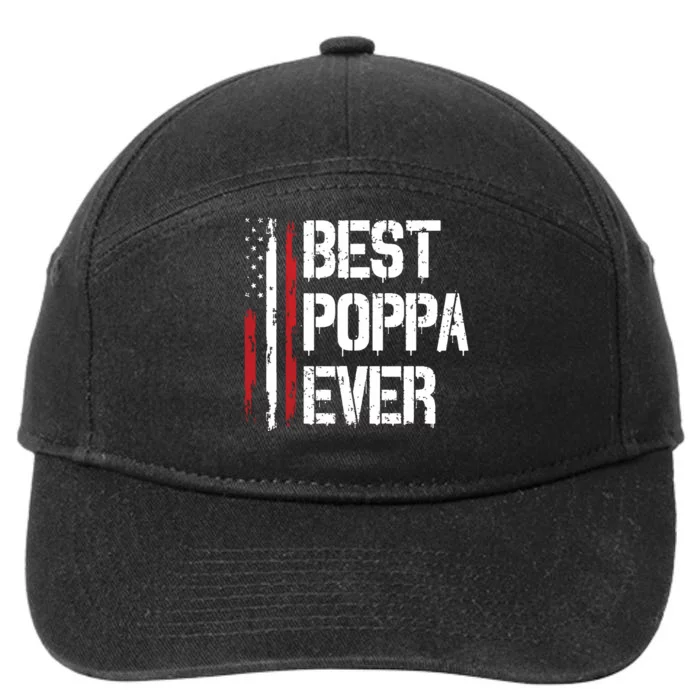 Best Poppa Ever American Flag Vintage Fathers Day 7-Panel Snapback Hat