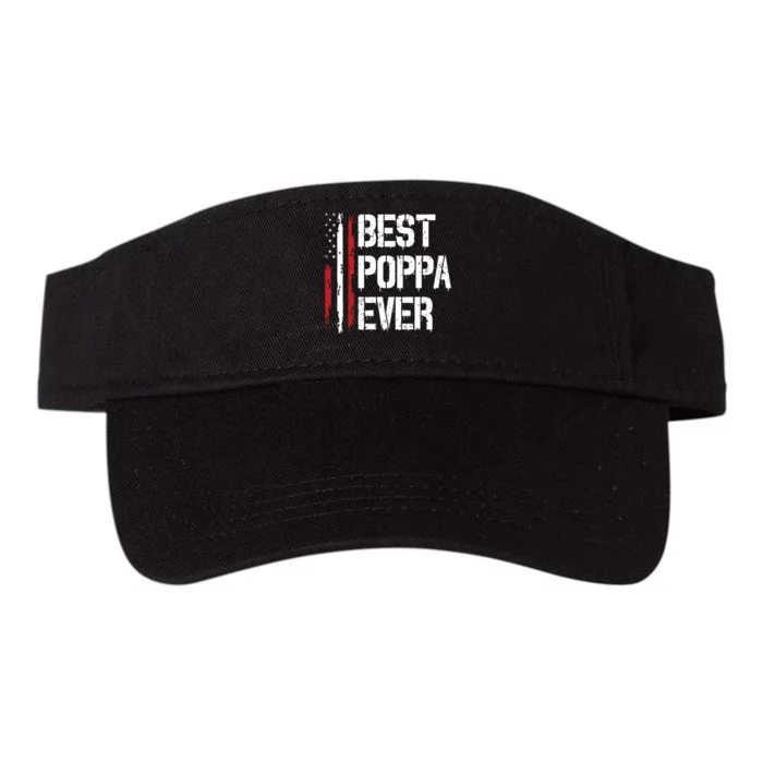 Best Poppa Ever American Flag Vintage Fathers Day Valucap Bio-Washed Visor