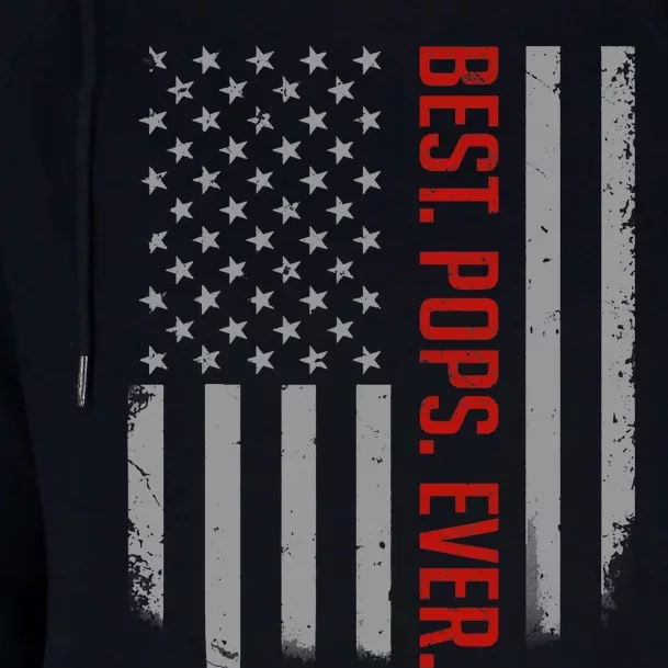 Best Pops Ever US American Flag Gifts For Father's Day Womens Funnel Neck Pullover Hood