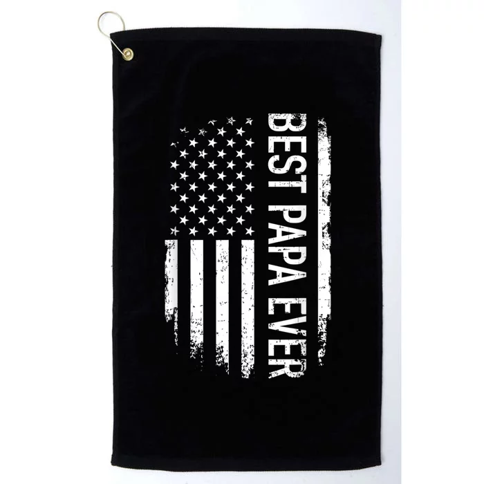 Best Papa Ever Us American Vintage Flag For Grandpa Fathers Day Platinum Collection Golf Towel