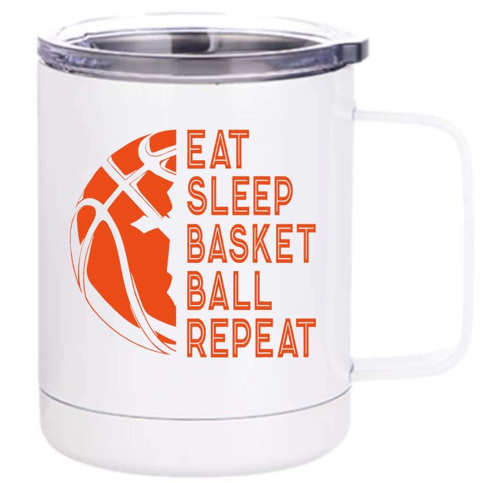 Basketball Player Eat Sleep Basketball Repeat Front & Back 12oz Stainless Steel Tumbler Cup