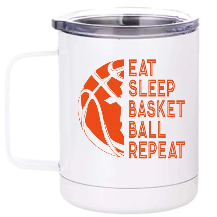 Basketball Player Eat Sleep Basketball Repeat Front & Back 12oz Stainless Steel Tumbler Cup