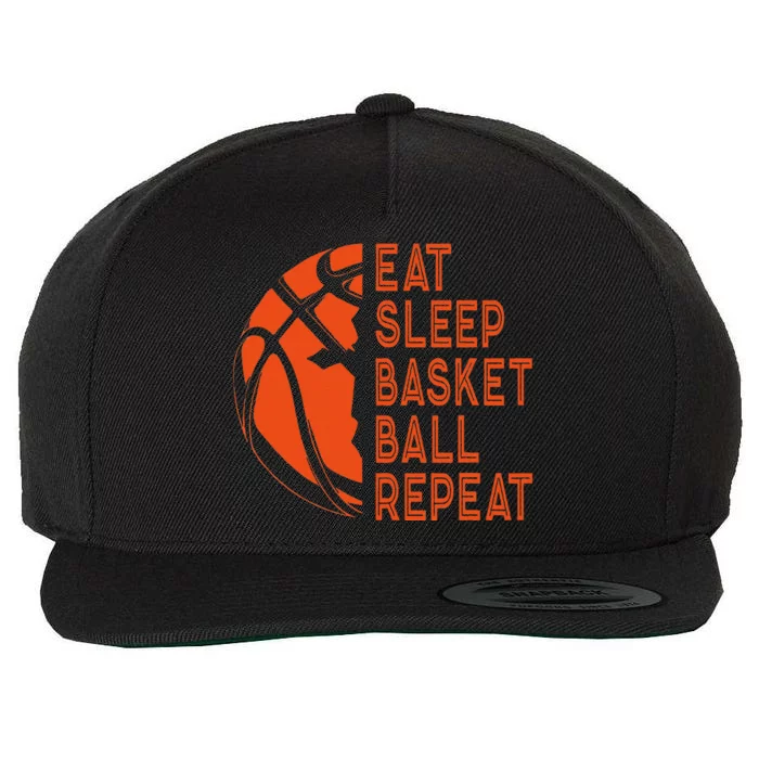 Basketball Player Eat Sleep Basketball Repeat Wool Snapback Cap