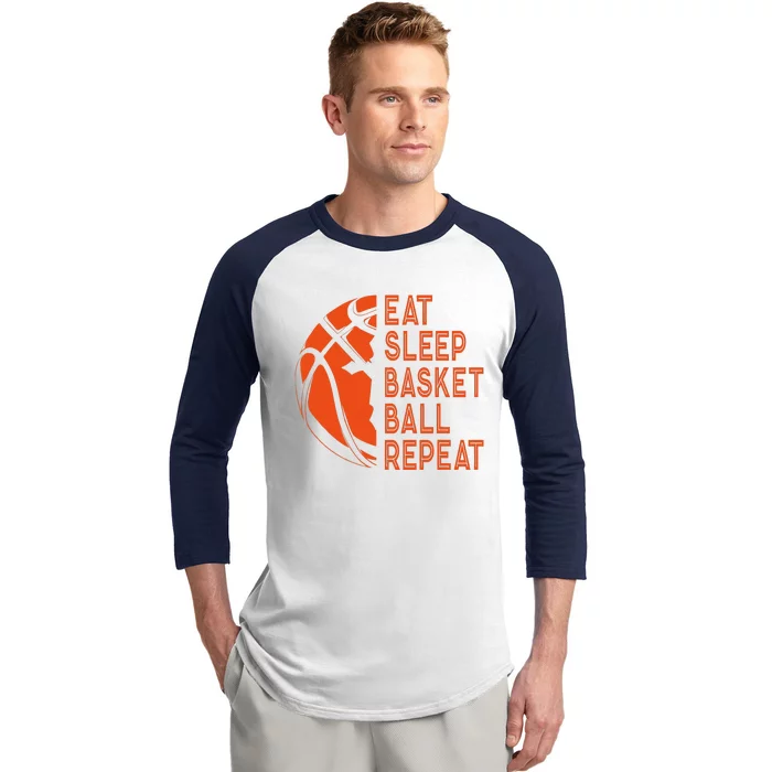 Basketball Player Eat Sleep Basketball Repeat Baseball Sleeve Shirt