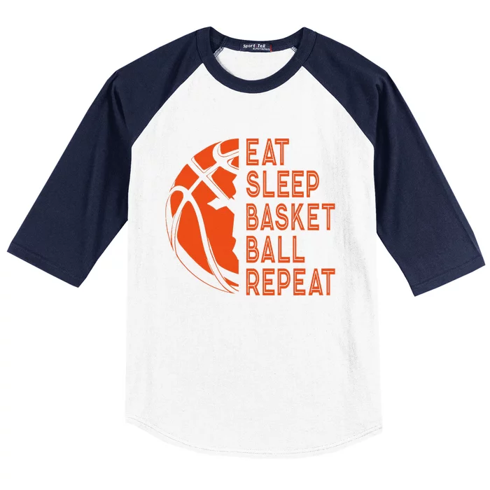 Basketball Player Eat Sleep Basketball Repeat Baseball Sleeve Shirt