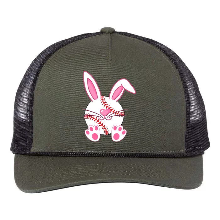 Baseball Player Easter Bunny Easter Day Retro Rope Trucker Hat Cap