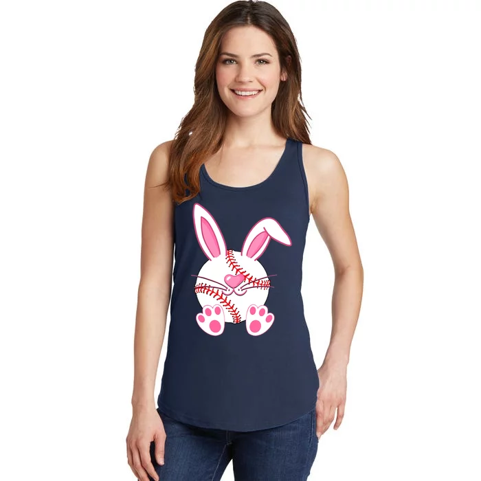 Baseball Player Easter Bunny Easter Day Ladies Essential Tank