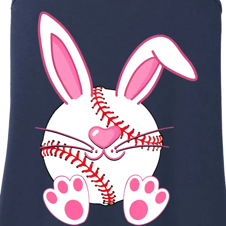 Baseball Player Easter Bunny Easter Day Ladies Essential Tank