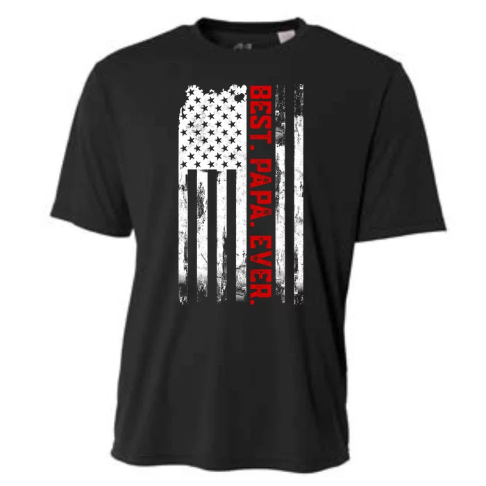 Best Papa Ever American Usa Flag Father’s Day Gift For Papa Meaningful Gift Cooling Performance Crew T-Shirt