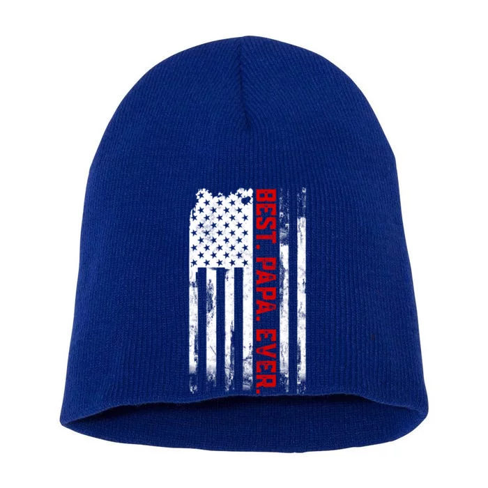 Best Papa Ever American Usa Flag Father’s Day Gift For Papa Meaningful Gift Short Acrylic Beanie