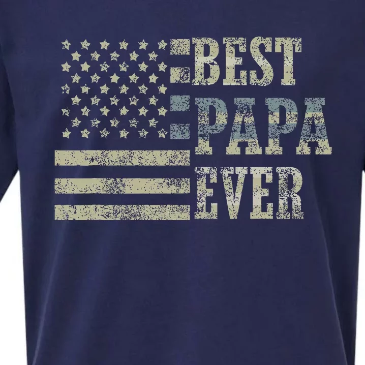 Best Papa Ever American Flag Usa Flag Sueded Cloud Jersey T-Shirt