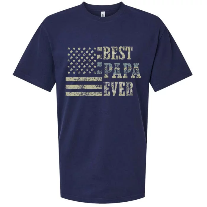 Best Papa Ever American Flag Usa Flag Sueded Cloud Jersey T-Shirt