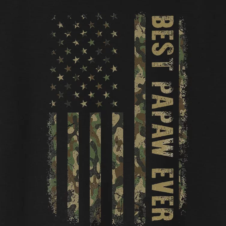 Best Papaw Ever Camouflage American Flag FatherS Day Women's Crop Top Tee