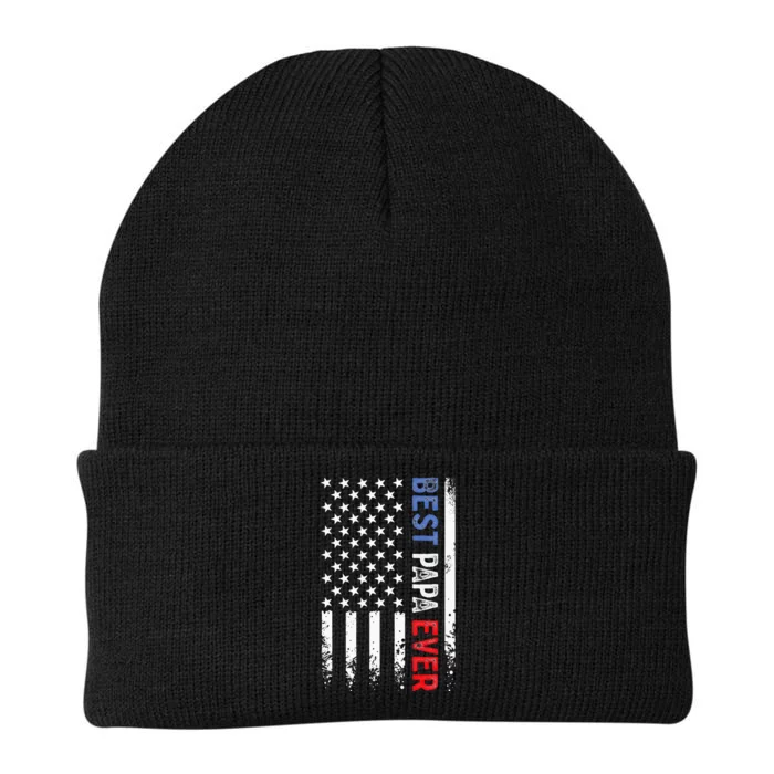 Best Papa Ever American Flag Fathers Day Birthday Daddy Pops Knit Cap Winter Beanie