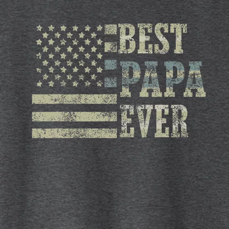 Best Papa Ever American Flag Usa Flag Women's Crop Top Tee