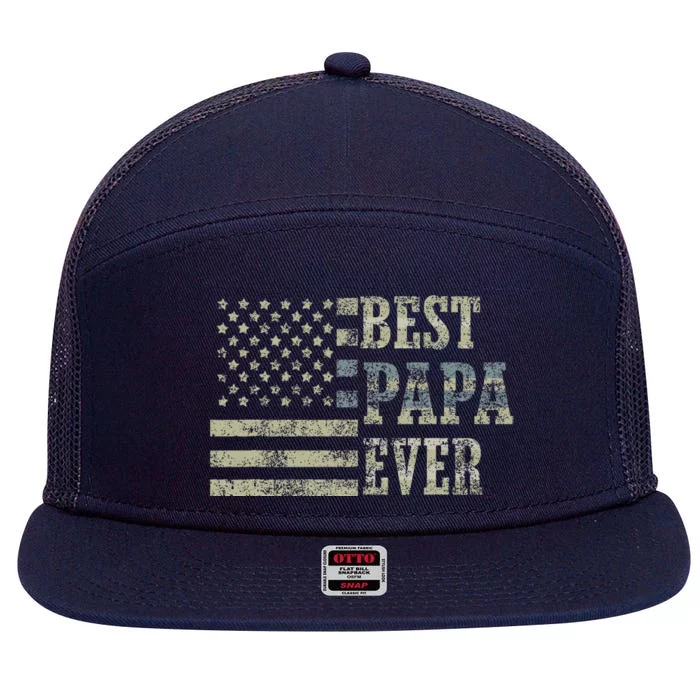 Best Papa Ever American Flag Usa Flag 7 Panel Mesh Trucker Snapback Hat