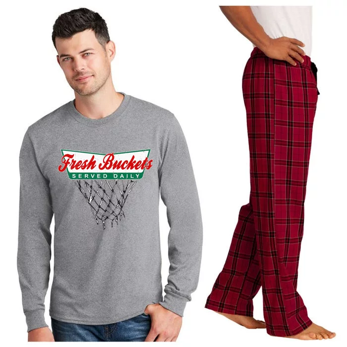 Basketball Player Fresh Buckets Served Daily Bball Long Sleeve Pajama Set