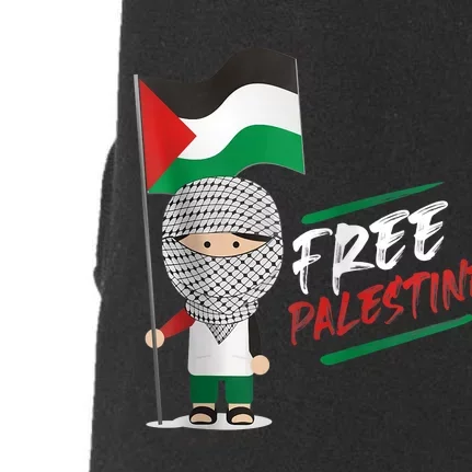 Back Print Free Palestine Flag Keffiyeh Doggie 3-End Fleece Hoodie