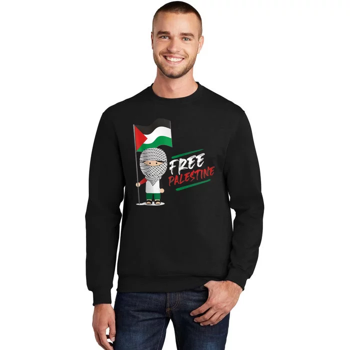 Back Print Free Palestine Flag Keffiyeh Sweatshirt