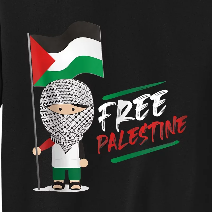 Back Print Free Palestine Flag Keffiyeh Sweatshirt