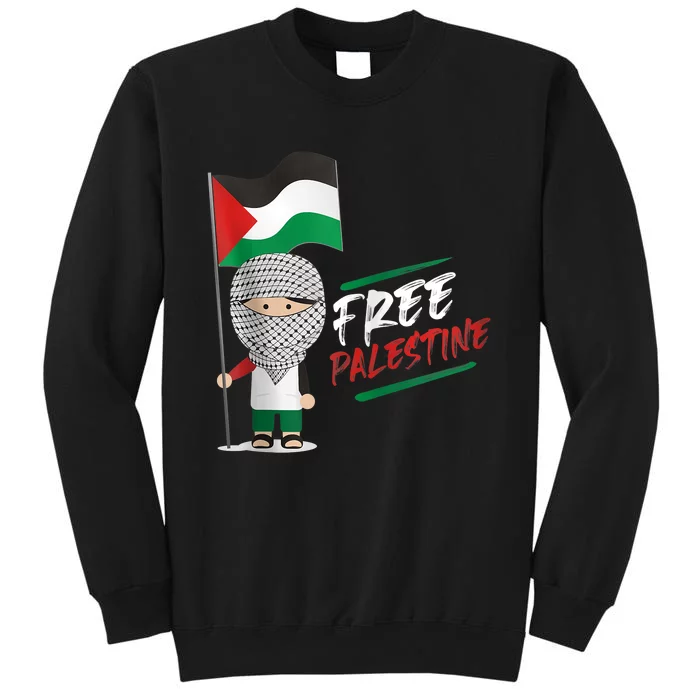 Back Print Free Palestine Flag Keffiyeh Sweatshirt