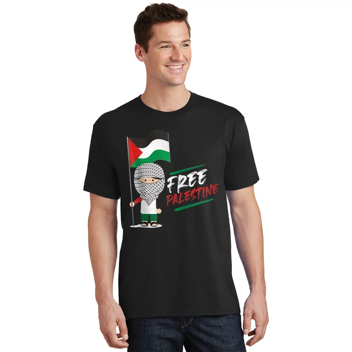 Back Print Free Palestine Flag Keffiyeh T-Shirt