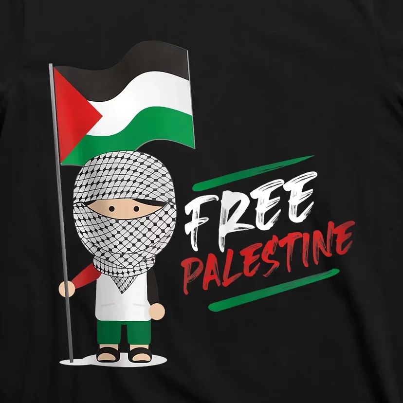 Back Print Free Palestine Flag Keffiyeh T-Shirt