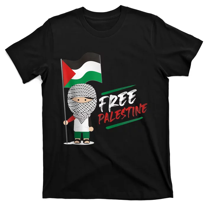 Back Print Free Palestine Flag Keffiyeh T-Shirt