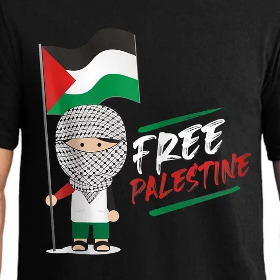 Back Print Free Palestine Flag Keffiyeh Pajama Set