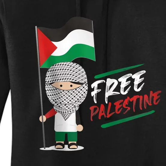 Back Print Free Palestine Flag Keffiyeh Women's Pullover Hoodie