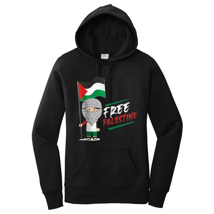 Back Print Free Palestine Flag Keffiyeh Women's Pullover Hoodie