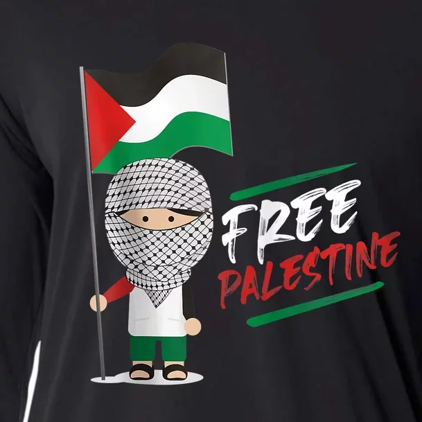 Back Print Free Palestine Flag Keffiyeh Cooling Performance Long Sleeve Crew