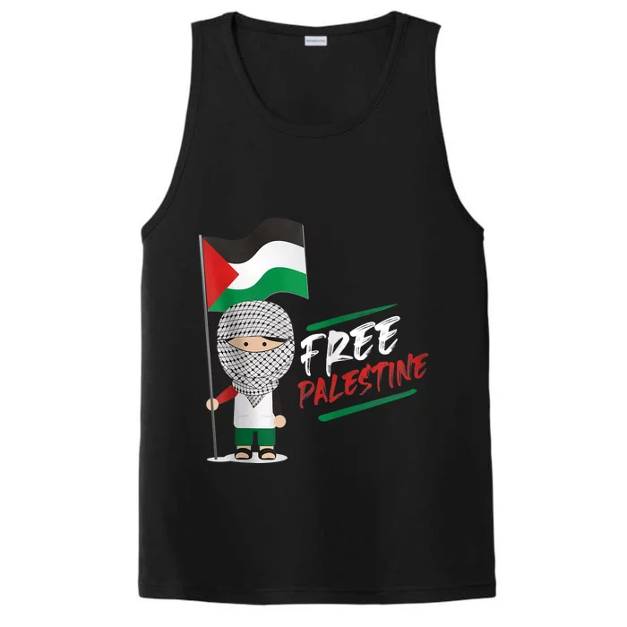 Back Print Free Palestine Flag Keffiyeh Performance Tank