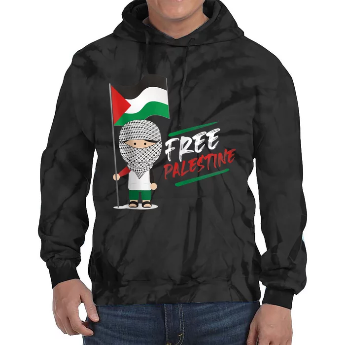 Back Print Free Palestine Flag Keffiyeh Tie Dye Hoodie