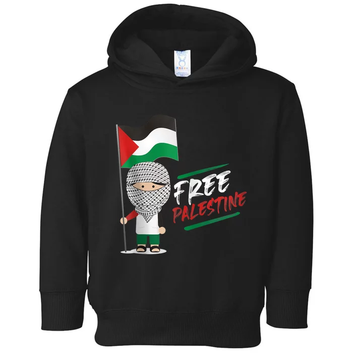 Back Print Free Palestine Flag Keffiyeh Toddler Hoodie