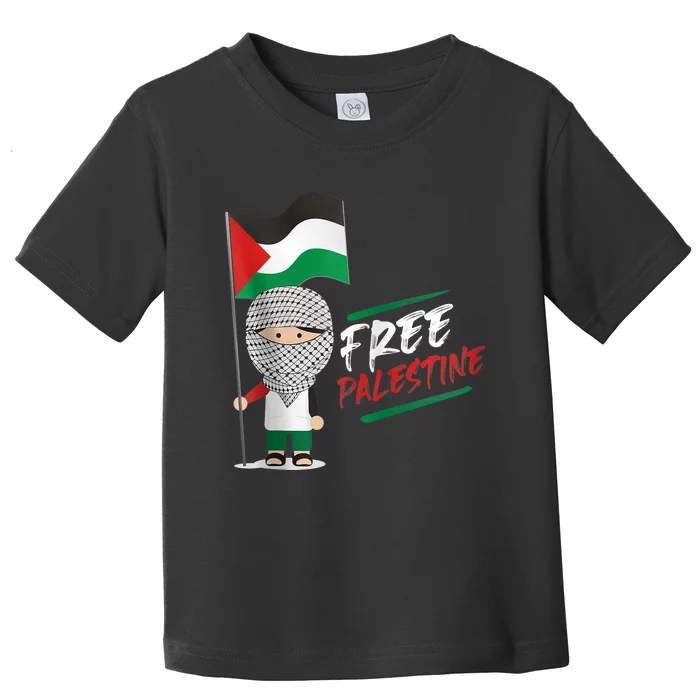 Back Print Free Palestine Flag Keffiyeh Toddler T-Shirt