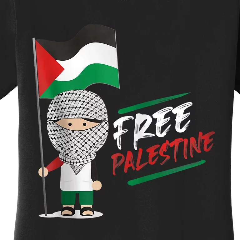 Back Print Free Palestine Flag Keffiyeh Women's T-Shirt