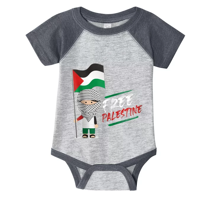 Back Print Free Palestine Flag Keffiyeh Infant Baby Jersey Bodysuit