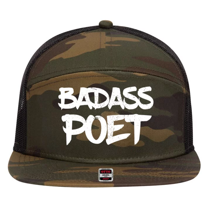 Badass Poet Funny Poetry Slam Literature Writer Gift 7 Panel Mesh Trucker Snapback Hat