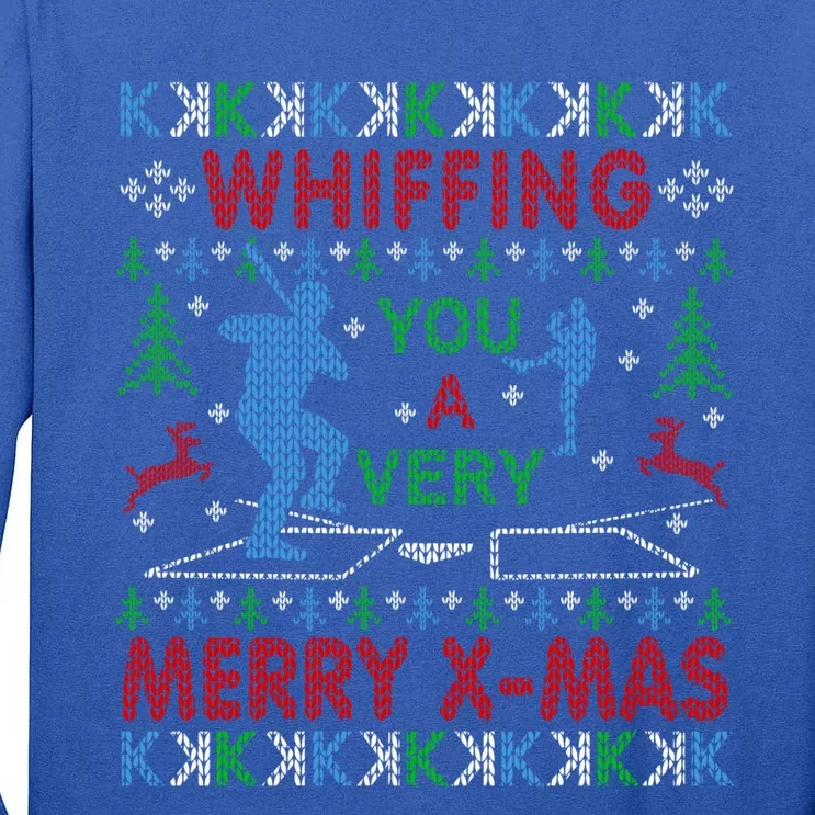 Baseball Pitching Funny Ugly Christmas Sweater Party Gift Tall Long Sleeve T-Shirt