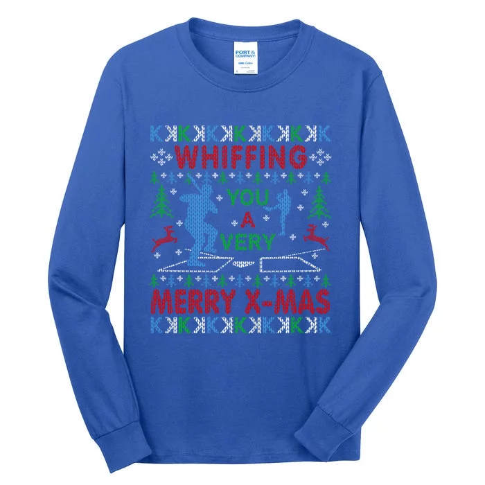 Baseball Pitching Funny Ugly Christmas Sweater Party Gift Tall Long Sleeve T-Shirt