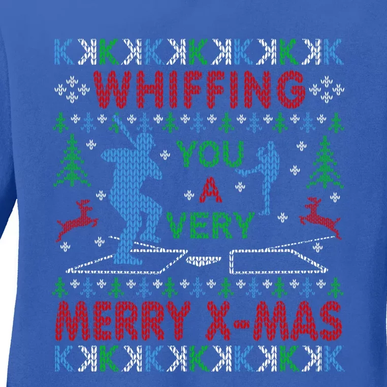 Baseball Pitching Funny Ugly Christmas Sweater Party Gift Ladies Long Sleeve Shirt