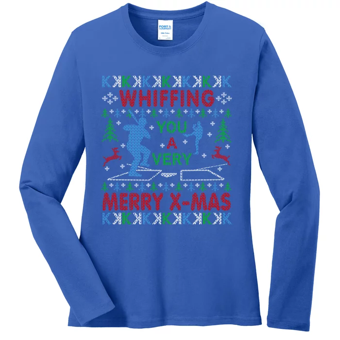 Baseball Pitching Funny Ugly Christmas Sweater Party Gift Ladies Long Sleeve Shirt