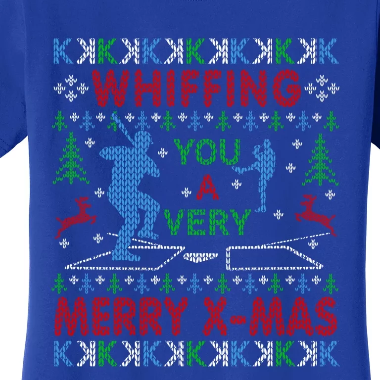 Baseball Pitching Funny Ugly Christmas Sweater Party Gift Women's T-Shirt