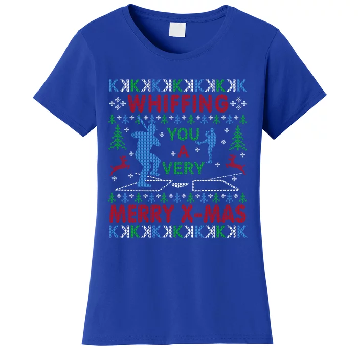 Baseball Pitching Funny Ugly Christmas Sweater Party Gift Women's T-Shirt