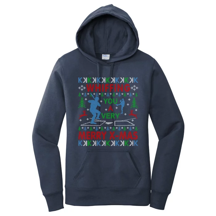 Baseball Pitching Funny Ugly Christmas Sweater Party Gift Women's Pullover Hoodie