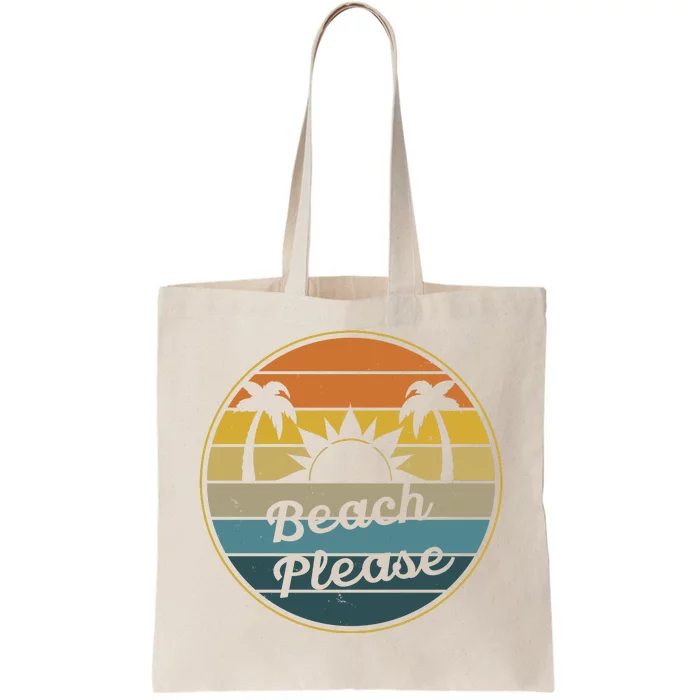 Beach Please Funny Tropical Retro Tote Bag